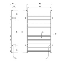 Полотенцесушитель электрический Domoterm Аврора DMT 109-10 53x87 BOX EK ТЭН справа, хром