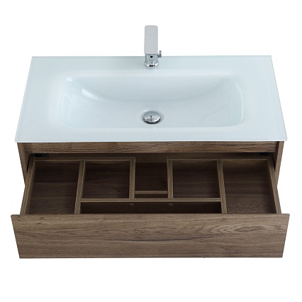 Тумба с раковиной BelBagno Kraft 80 см 1 ящик, полка Rovere Tabacco