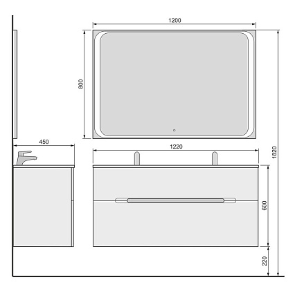 Тумба с раковиной Jorno Modul 120 см, белый