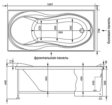 Акриловая ванна Aquanet Grenada 170x80