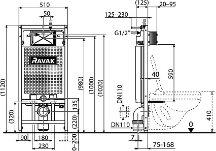 Инсталляция для унитаза Ravak G II X01703