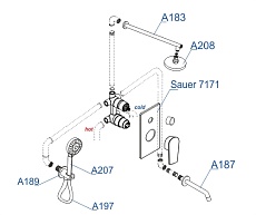 Душевой набор WasserKRAFT Sauer A71208 золото