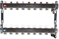 Коллектор из нержавеющей стали Rommer без расходомеров, с клапаном вып. воздуха и сливом, 8 выходов Rms-3201-000008 RG0091LAMUN7P7