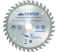 Диск пильный по дереву (230х22.23 мм; 36 зубов) Vertextools 230-36-22