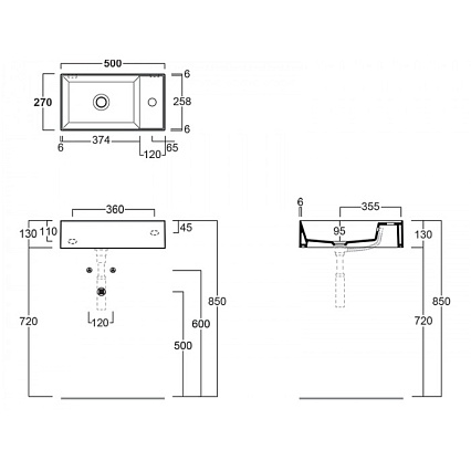 Раковина Simas Agile AG50*1 50x27 см cemento matt