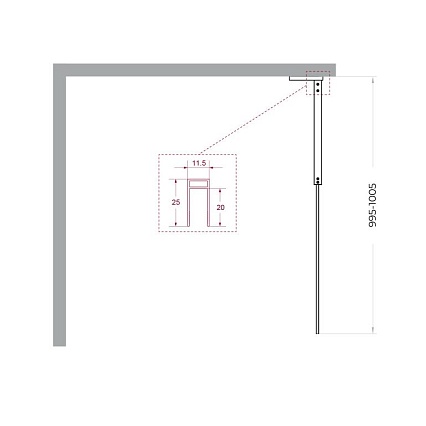Душевая перегородка Belbagno UNO-L-1-TB-100-BR-Cr 100x200 бронза, хром