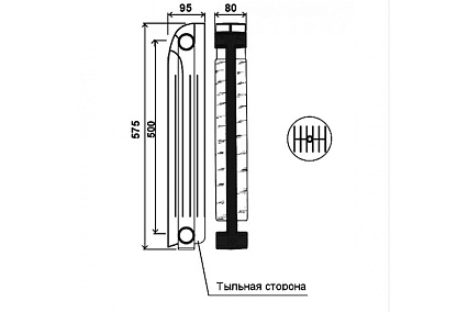 Биметаллический радиатор Global STYLE PLUS 500 6 секций, боковое подключение RG008UNRCR4LH7
