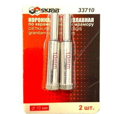 Коронка алмазная по керамограниту (2 шт;10 мм) Skrab 33710