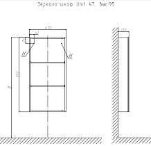 Зеркальный шкаф Velvex Unique Unit 47 см zsUNI.47.H95-211