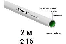 Многослойная труба UWS STANDART PPR-AL-PPR 16х2, штанга 2 м P-16-2 211359