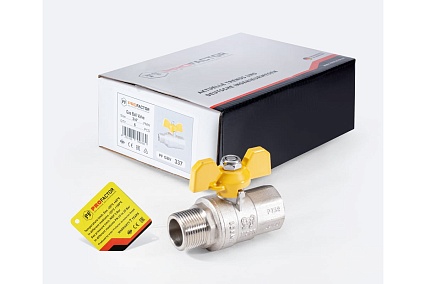 Шаровой кран для газа PROFACTOR PF GAS ручка бабочка, в/н 3/4 дюйма PF GBV 337