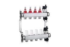 Коллекторный блок KROMWELL из нерж. cтали с расходомерами, в комплекте 1&quot;, 12x3/4&quot;, &quot;евроконус&quot; KW.SM6006125