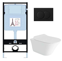 Подвесной унитаз Jacob Delafon Vive E28079RU-BL комплект 4в1, клавиша черный матовый