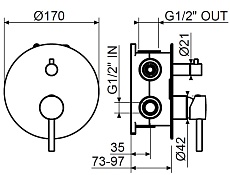 Смеситель для душа Plumberia IXO хром брашированный KIT1901CS