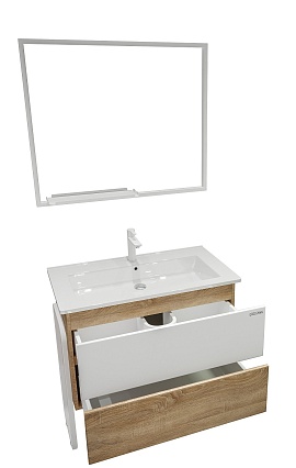 Мебель для ванной Grossman Солис 85 см дуб сонома/белый