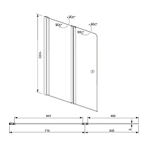 Шторка для ванны Aquanet Alfa 4 NF6222-pivot 122x140, прозрачное стекло