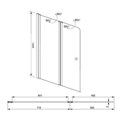 Шторка для ванны Aquanet Alfa 4 NF6222-pivot 122x140, прозрачное стекло