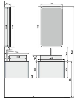 Тумба с раковиной Raval Pure 56 см белый