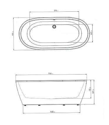 Акриловая ванна Creto Tailor 174x80 см 19-17480