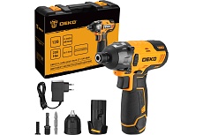 Аккумуляторный ударный винтоверт Deko DKIS12-Li, с быстрозажимным патроном, 12В, 2*1.5Ач, в кейсе 063-4390