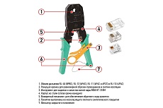 Кримпер для обжима 8P8C / 6P6C / 4P4C /ht-200/, заделка витой пары /ht-318М/ Rexant ht-315 12-3441