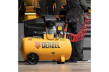 Воздушный компрессор Denzel прямой привод, dcv1800/50, 1,8 квт, 50 литров, 320 л/мин 58168