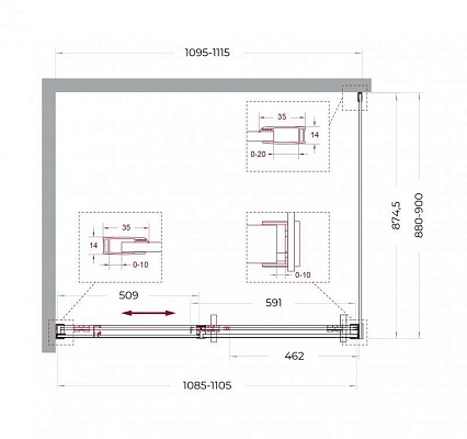 Душевой уголок BelBagno SOFT_CLOSE-1-AH-1-110/90-C-GM 110x90 прозрачный, оружейная сталь Душевой уголок BelBagno SOFT_CLOSE-1-AH-1-110/90-C-GM 110x90 прозрачный, оружейная сталь