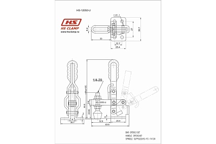 Зажим с вертикальной рукоятью HS CLAMP HS-12050-U