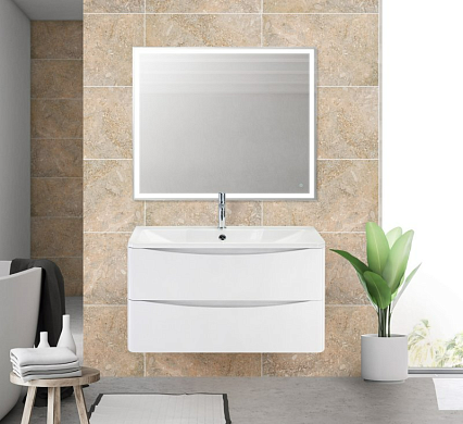 Тумба с раковиной BelBagno Acqua 120 см подвесная, Bianco Lucido