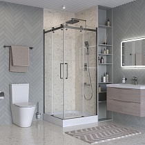 Душевой уголок BelBagno MARINO-2-A-2-90-C-GM 90x90 прозрачный, оружейная сталь