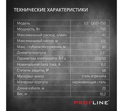Скважинный насос PROFLINE винтовой 3,5" QGD-750 УТ-00028798