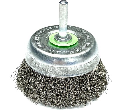 Щетка чашка гофрированная Lessmann Д75, ROF 0.35 мм, хвостовик 6мм 430135
