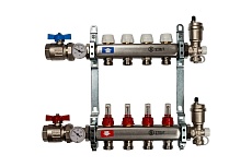 Коллектор из нержавеющей стали в сборе с расходомерами STOUT 4 выхода SMS 0907 000004