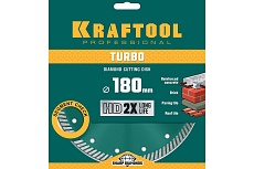 Диск алмазный отрезной турбо по бетону и кирпичу Kraftool Turbo 180х22 мм 36682-180