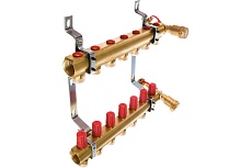 Комплект коллекторов Danfoss FHF-7 set с кронштейнами и воздухоотводчиками 7 контуров 088U0707