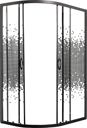 Душевой уголок Мономах ДУ 100/80/180 МЗ BL L/R 100x80 прозрачное с рисунком, черный, 10000008626