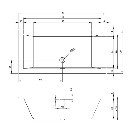 Акриловая ванна Riho Rethink Cubic 180x90 белый глянец B107001005