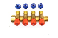 Коллектор с регулирующими вентилями Damento Clima под 45, 3/4&quot;x1/2&quot;, на 4 выхода 016248