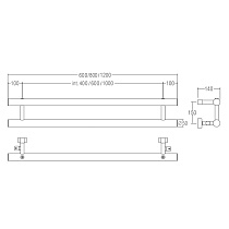 Полотенцесушитель водяной Margaroli Orizzonti 1-442/2 хром 14424002CR