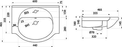 Тумба с раковиной Orange Классик 60 см тик, F7-60TU2+RA