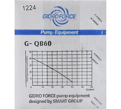 Вихревой насос GIDRO FORCE 40 л/мин на 40 м, с доп. сальником, QB60