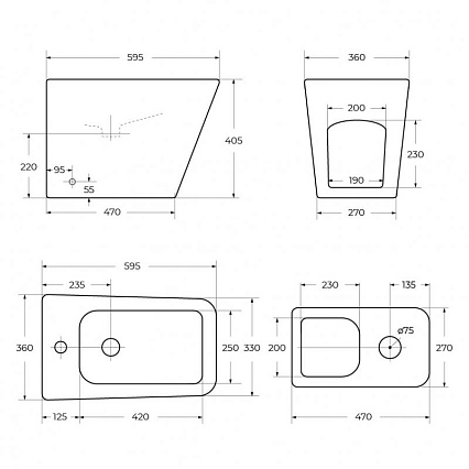 Напольное биде BelBagno Ardente-R BB003B