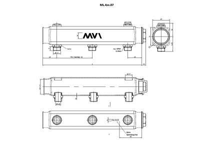 Коллектор MVI из нержавеющей стали, м\ц 100мм, 1 1/4"x1/2", 2 выхода (пара) ML.402.07