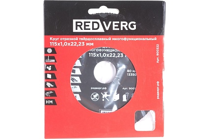Круг отрезной многофункциональный (115х22.2х1.0 мм) Redverg 900322 6627123