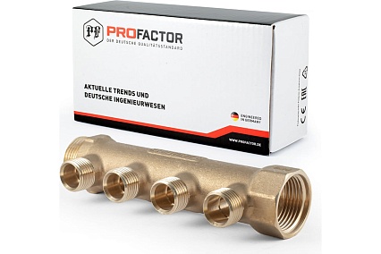 Коллектор латунный PROFACTOR в/н 1" х 4 вых 1/2" нар PF MF 263.4