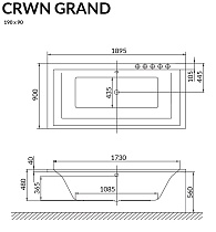 Акриловая ванна Excellent Crown Grand 190x90