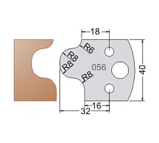 Нож мультисистема HSS врезная ручка R6, 8 40x20x4 мм Dimar 3305640