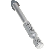 Сверло по стеклу и кафелю Зубр 2-х резцовый, 8 мм, шестигранный хвостовик 29840-08