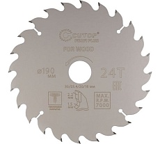 Диск пильный с тефлоновым покрытием по дереву Profi plus 190x1.5/2.2x30/25.4/20/16 мм, 24Т CUTOP 75-19024Т
