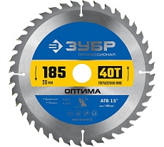 Диск пильный по дереву Зубр Оптима 185x20 мм, 40Т 36903-185-20-40_z01